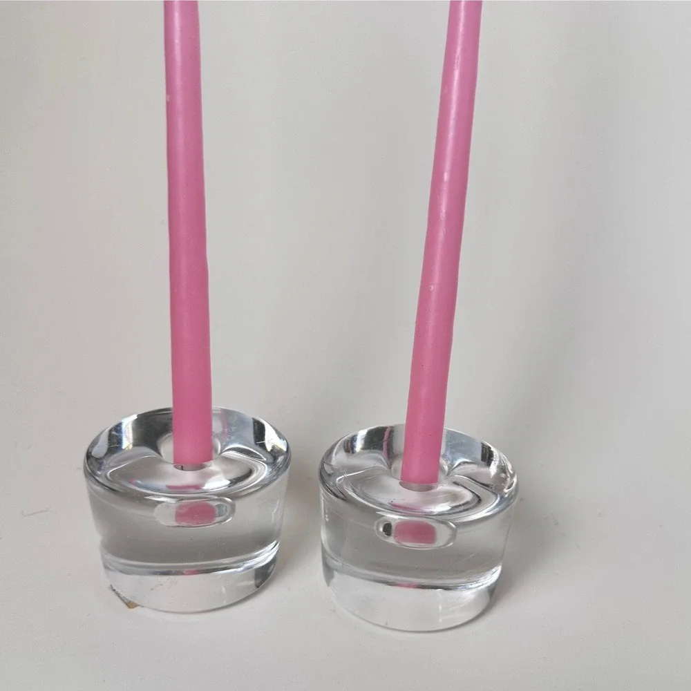 Orrefors Sweden Crystal Taper Candle Holders Set of 2 